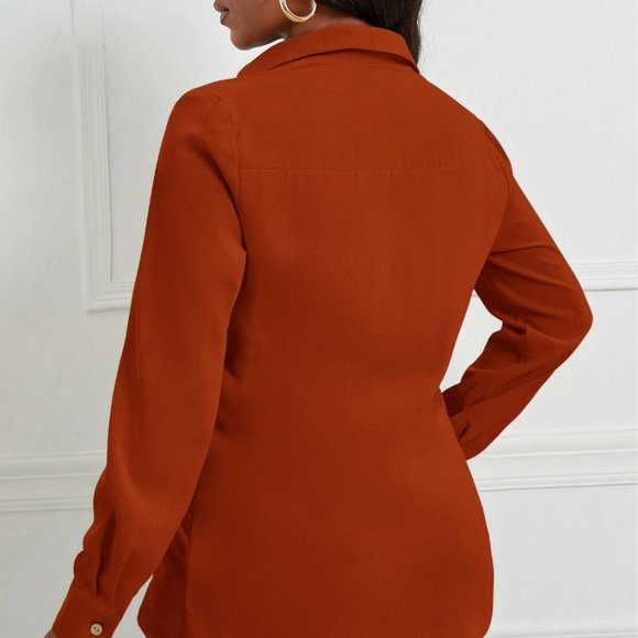 Twist Front Asymmetrical Hem Blouse - Picture 2 of 7